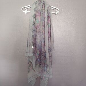 Silk Blend Lilac Paisley Scarf Sheer Romantic Fairy Boho Scarf